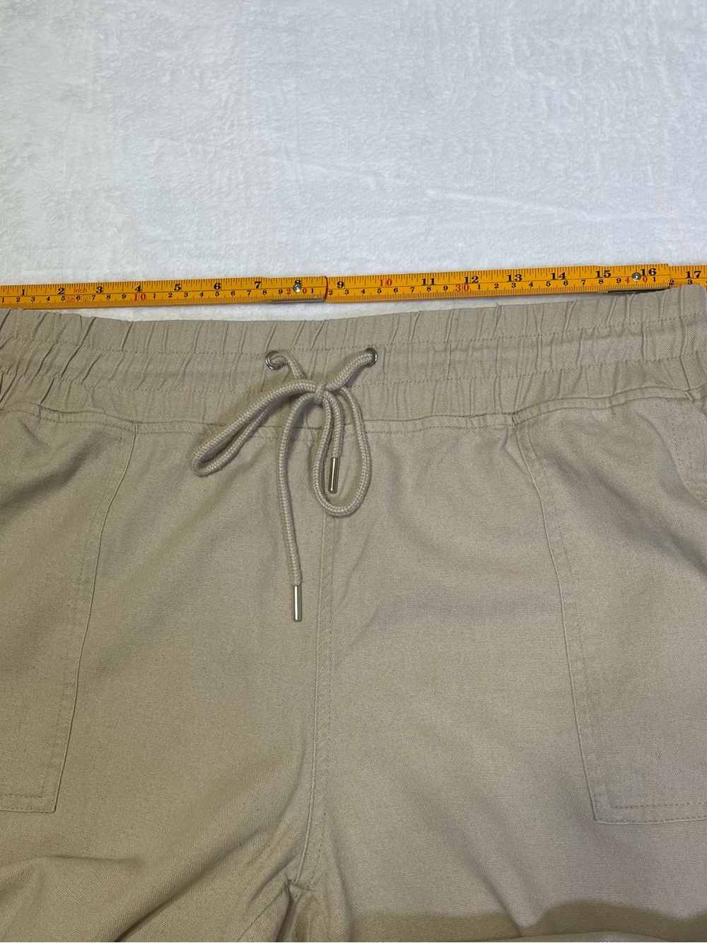 WILLIT Women’s XL Wide Leg Linen-Cotton Pants in Light Beige Drawstring Elastic - Picture 5 of 6